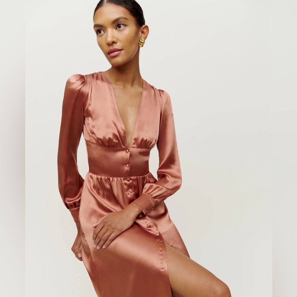 Reformation Nicola Dress in Praline